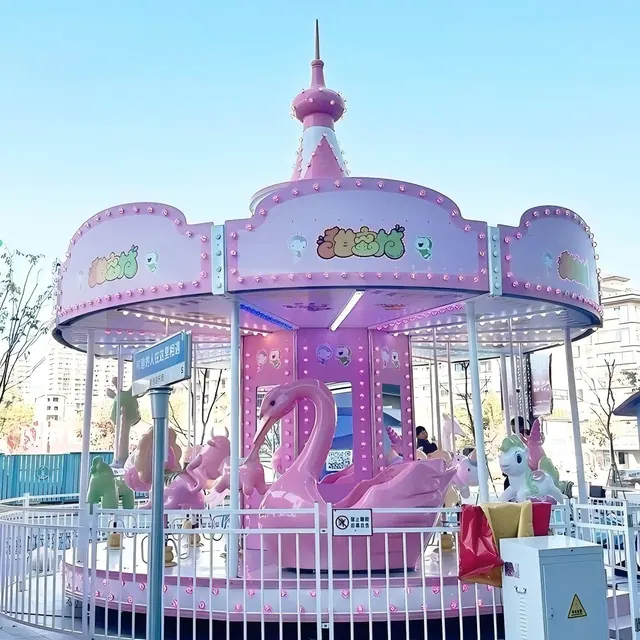16-Seat Pink Swan Carousel - main product photo | JH Amusement
