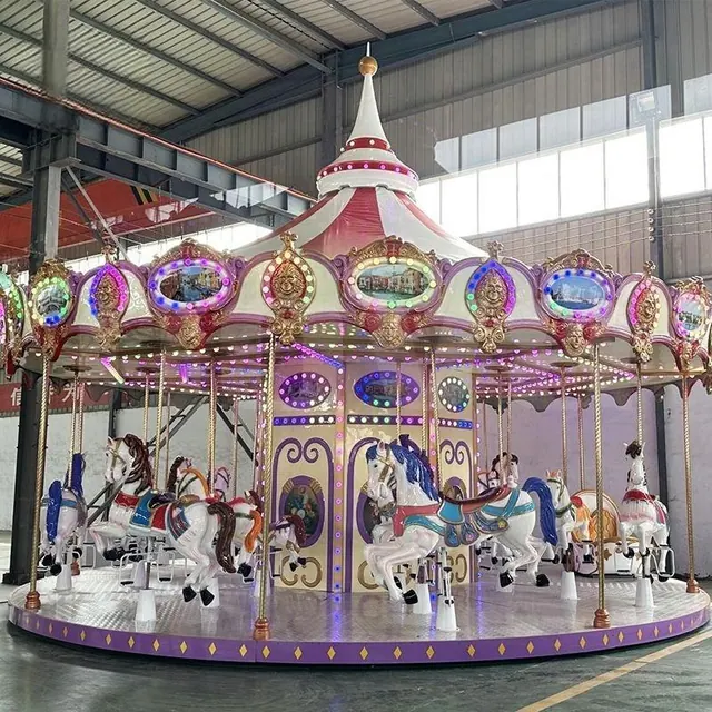 24-Seat Red Purple Spire Carousel - main product photo | JH Amusement