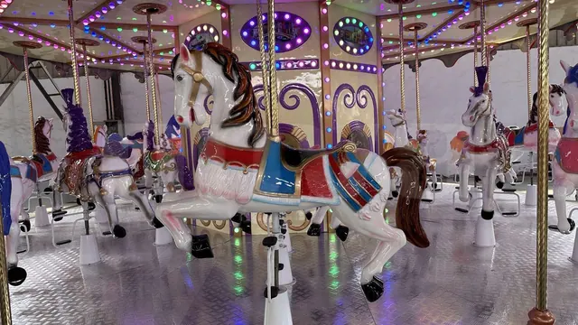 24-Seat Red Purple Spire Carousel - detail photo 3 | JH Amusement