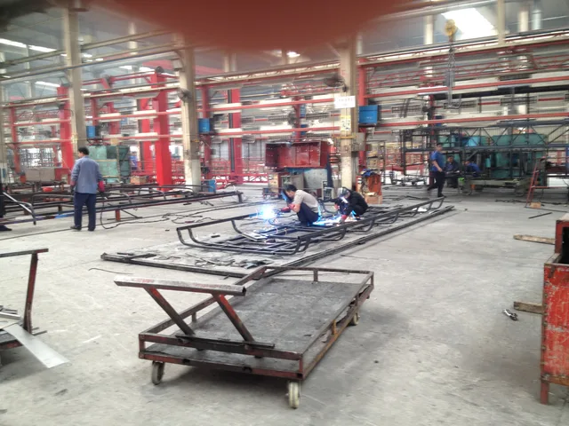 Amusement ride assembly and welding area in the JH Amusement factory
