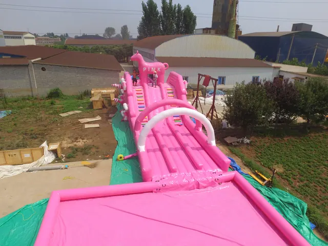 Надувная розовая водная горка 5х30 м - подробное фото 1 | JH Amusement